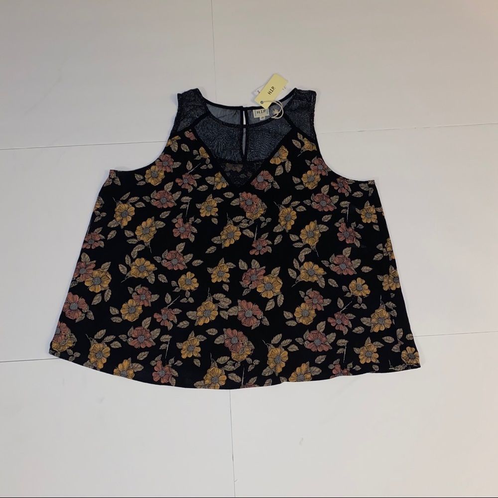 Black floral tank top